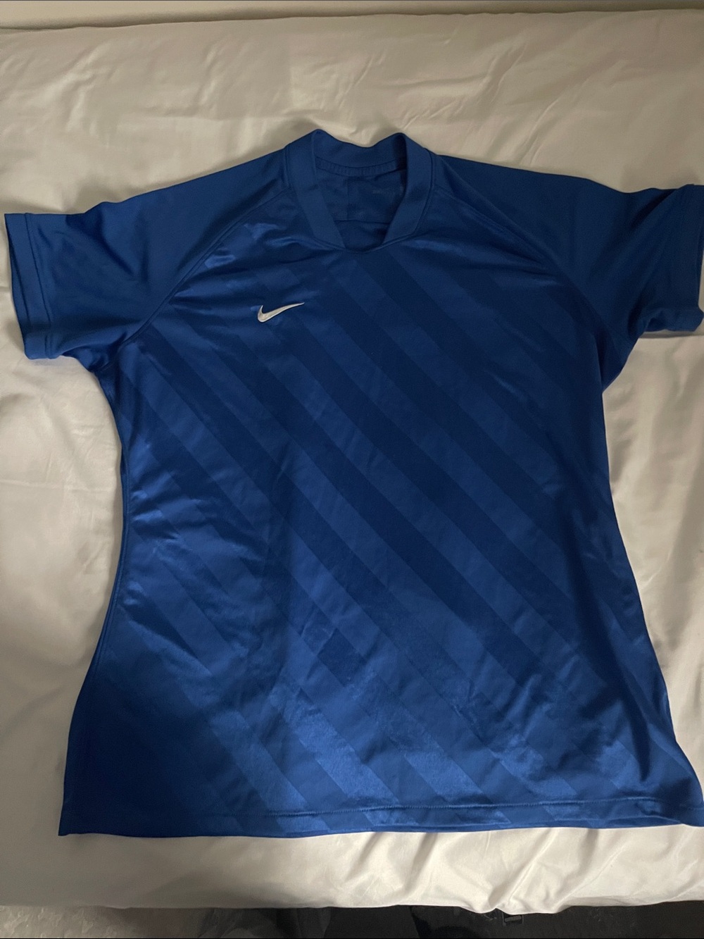 Nike Men’s Royal Blue Diagonal-Striped Short Sleeve Jersey